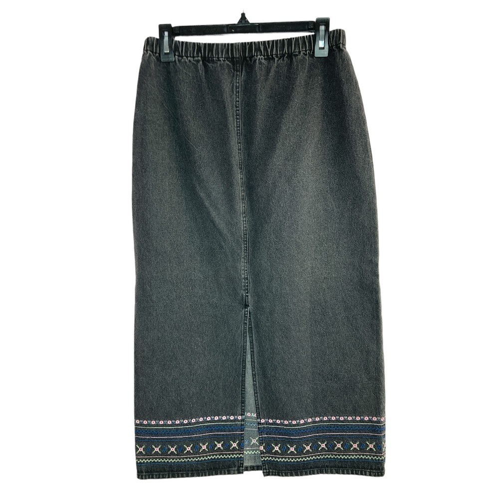 Denim & Co. Embroidered Jean Skirt
